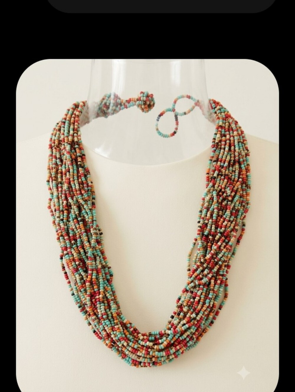 Vintage Multicolor Seed Bead Necklace